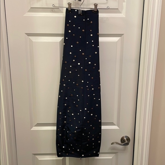 Talbots Pure Silk Polka Dot Ankle Pants Navy Gold & Silver EUC Dressy Evening - Picture 7 of 16